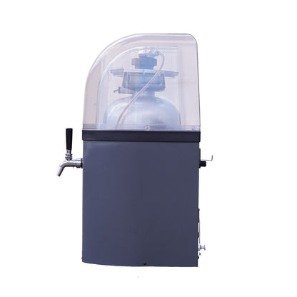 Gray machine with a transparent top section on a white background