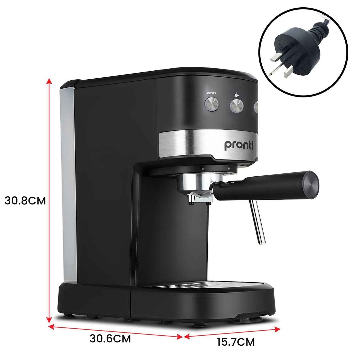 Pronti CM-850D Coffee Machine 20 Bar Espresso Maker with Milk Frother and 1.25L Tank