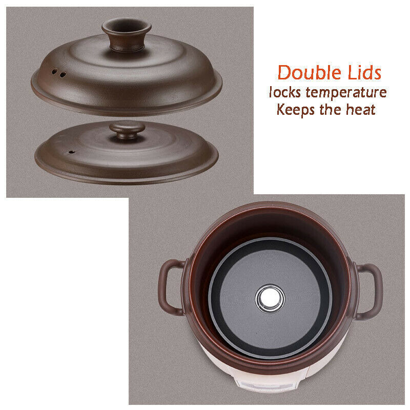 Ceramic pot with double lids on a gray background