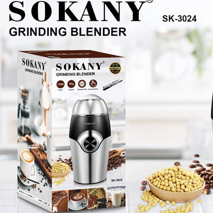 Sokany Grinding Blender packaging with images of coffee and grains on a blurred background