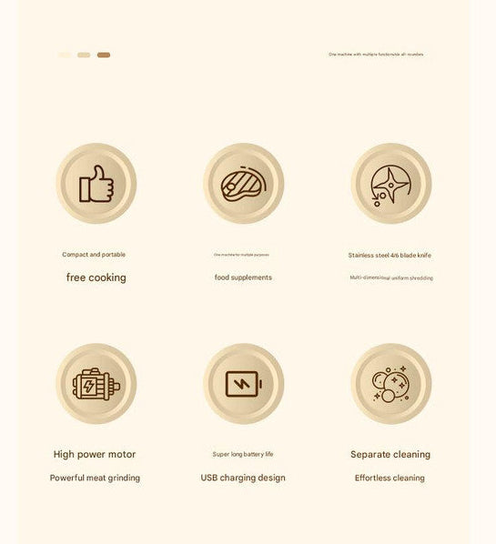 Set of icons with text on a beige background