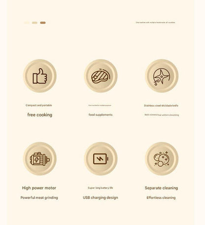 Set of icons with text on a beige background