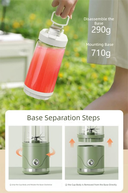 Green Portable Automatic Rechargeable Blender Wireless Juicer Mini Ice Crusher for Smoothies & Shakes