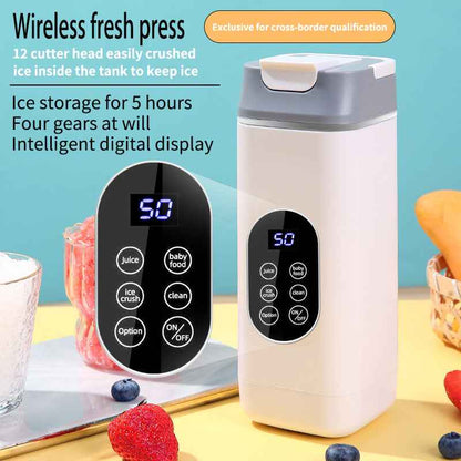 Black Portable Wireless 420ML Blender Bottle (8.7x8.7x23.2CM) - 12-Blade Crushing Power, Self-Cleaning, USB Rechargeable for Juices & Smoothies