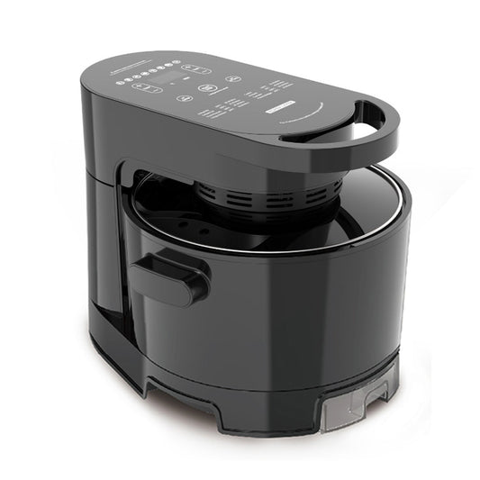 Black air fryer on a white background