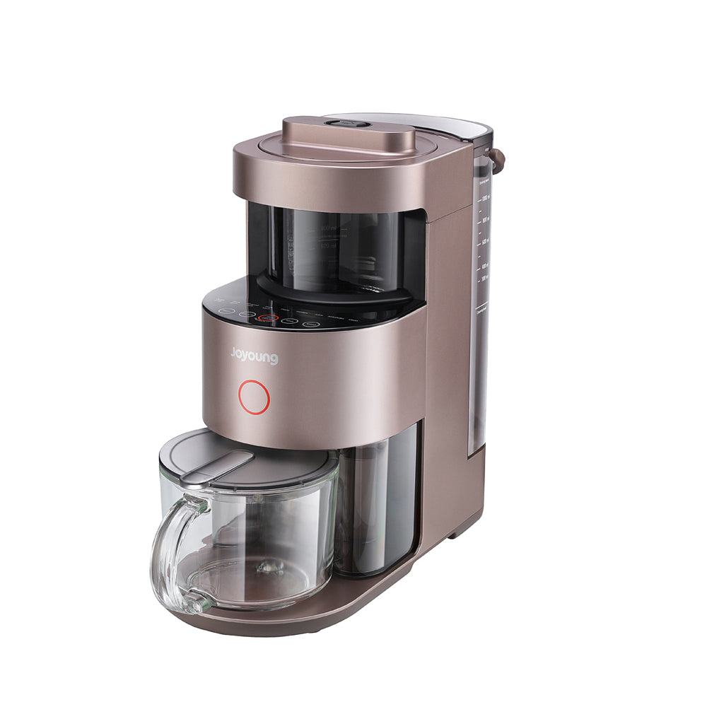 Coffee machine with a clear glass carafe on a white background