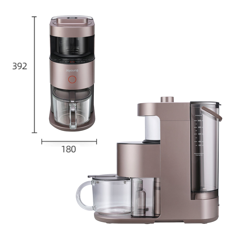 Breville coffee maker with dimensions on a white background