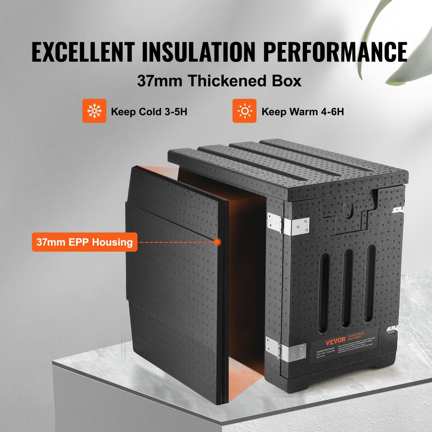 Thickened insulation box with VEVOR branding on a gray background