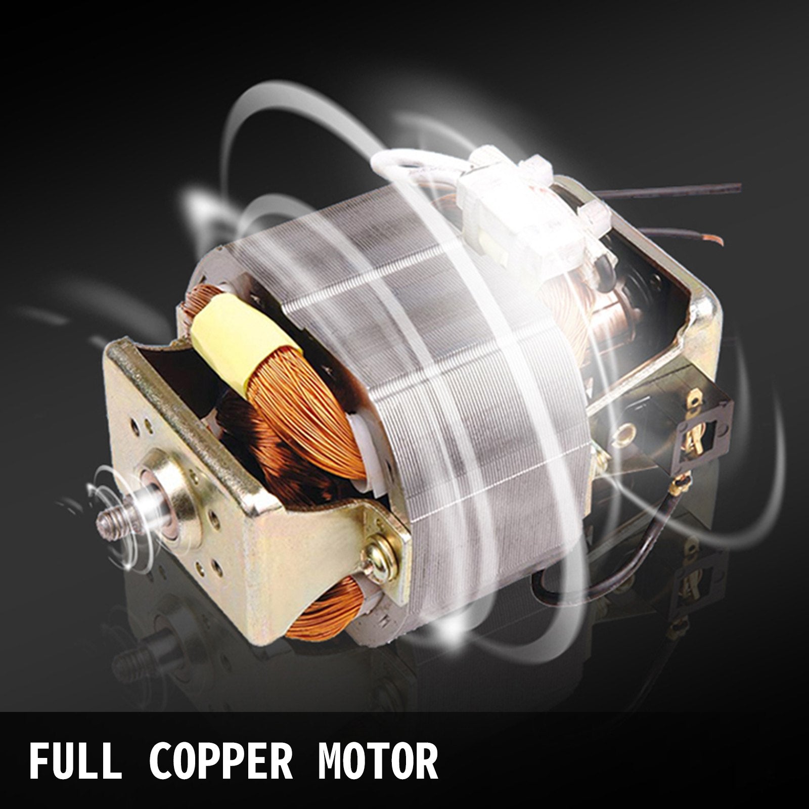 Full copper motor with glowing effect on a dark background