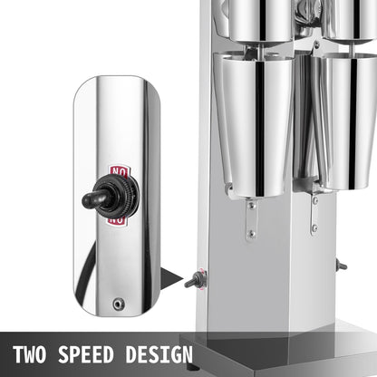 Chrome coffee grinder with two-speed control on a white background