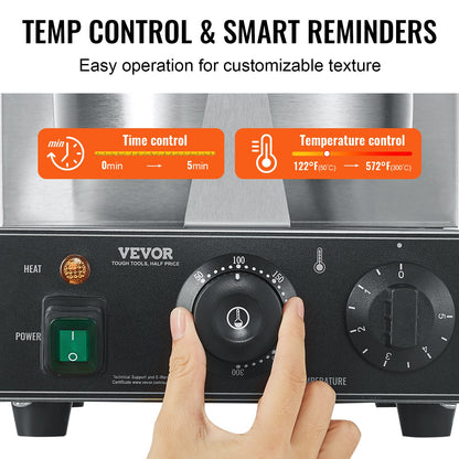 Vevor temperature control panel with time and temperature settings on a white background