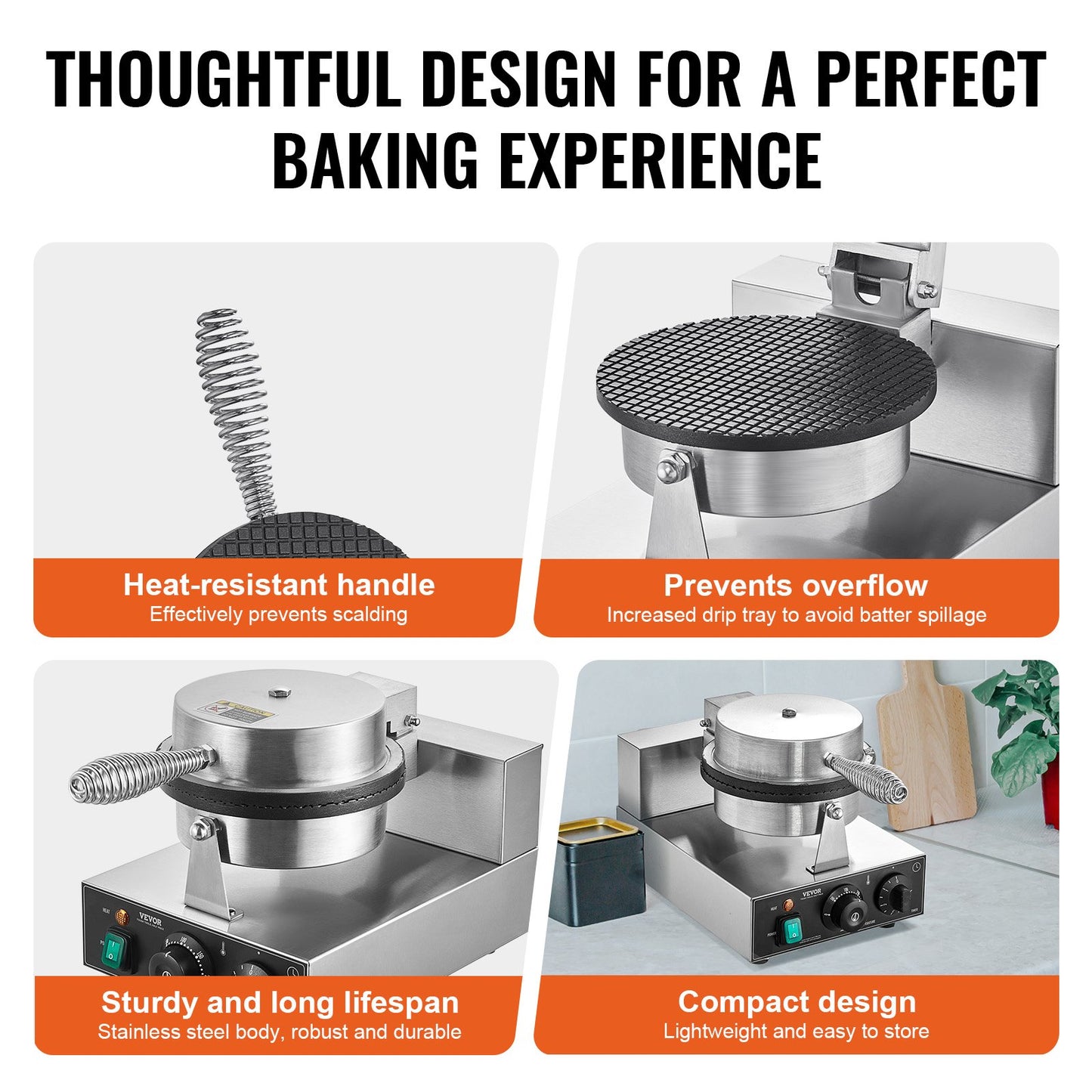 Baking machine with features highlighted for a perfect baking experience
