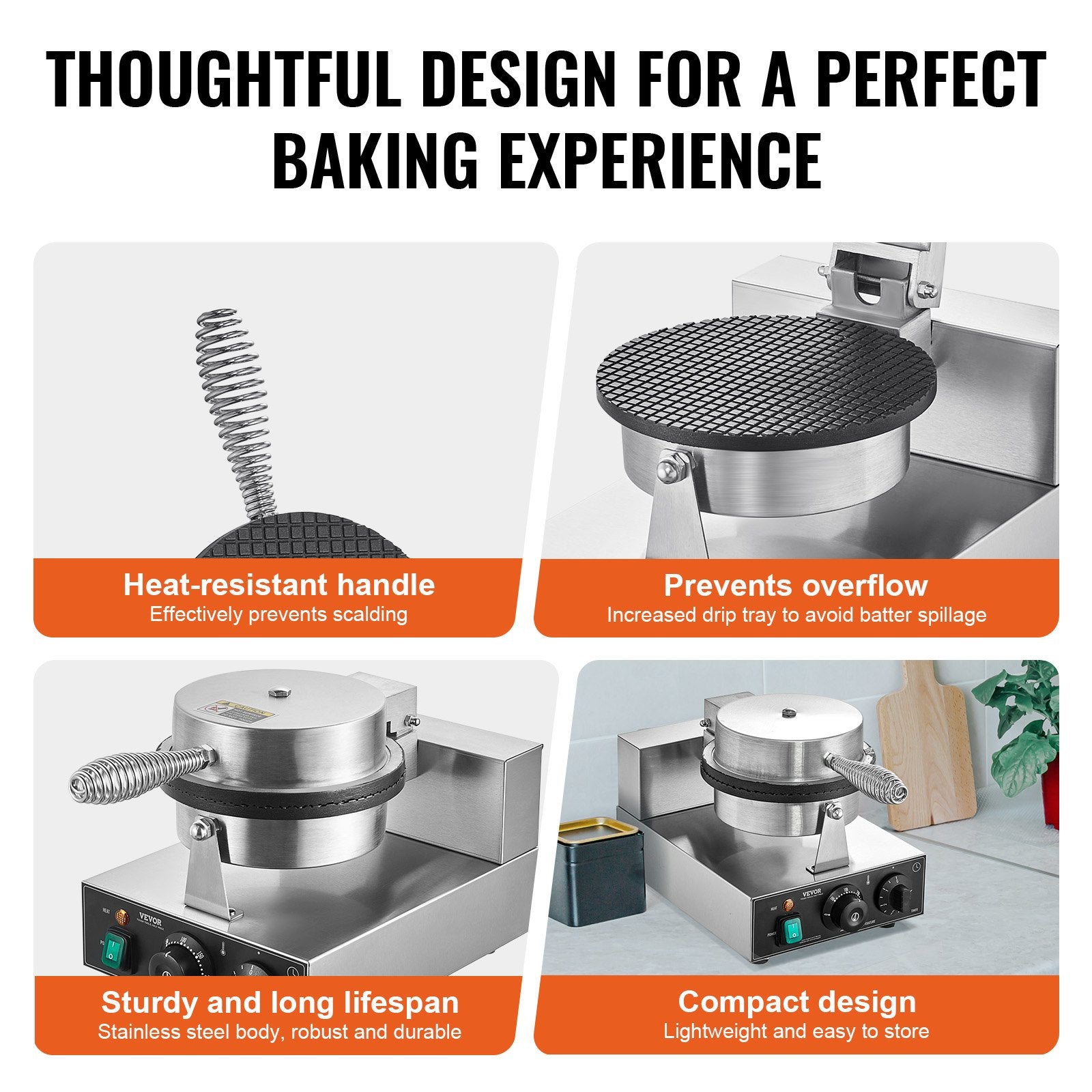 Baking machine with features highlighted for a perfect baking experience