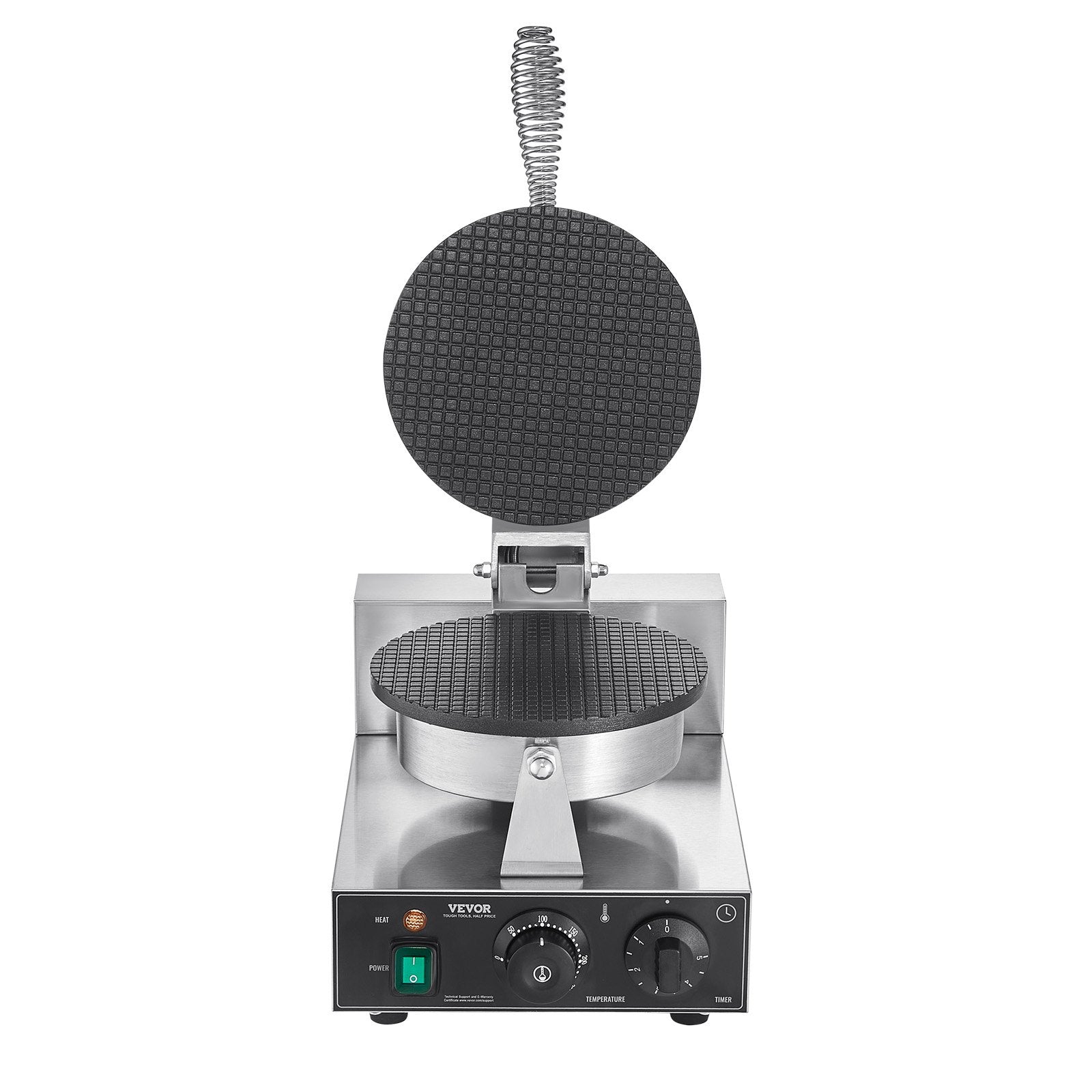 Waffle maker with two heating plates on a white background