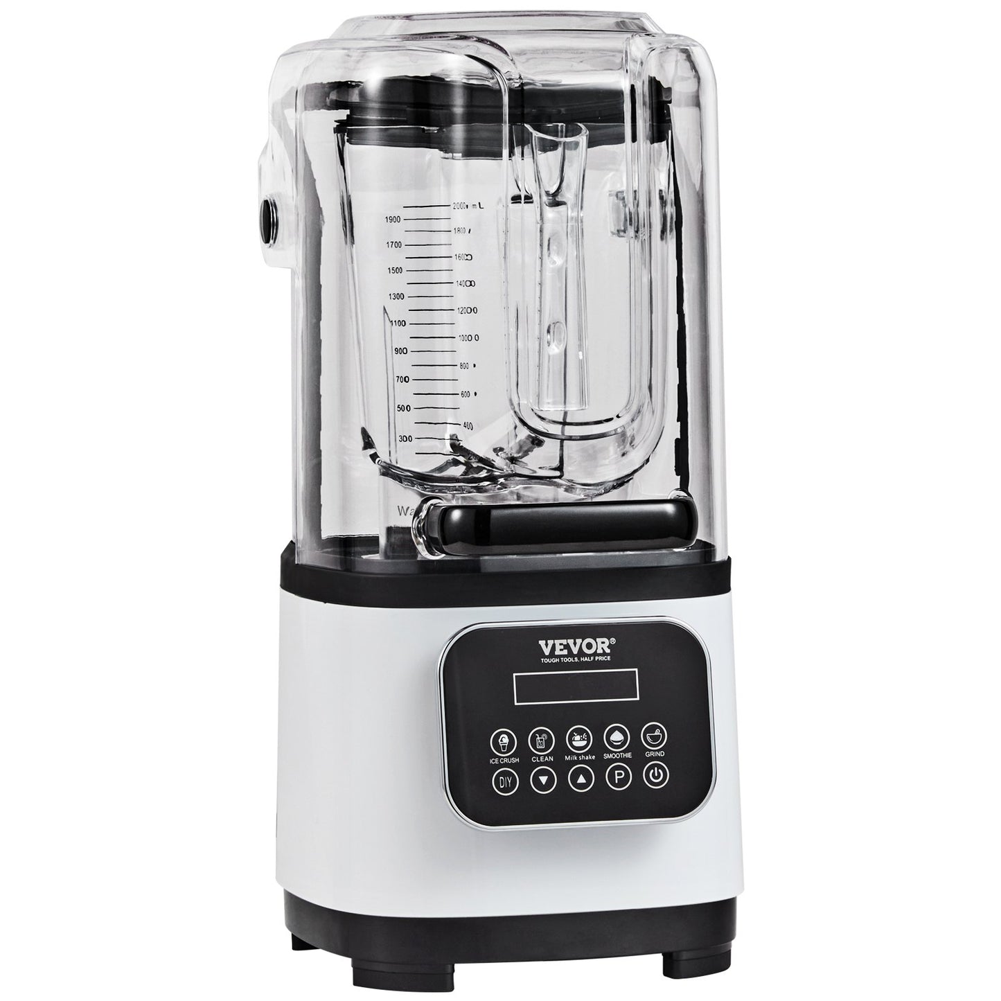 Vevor blender with clear container on a white background