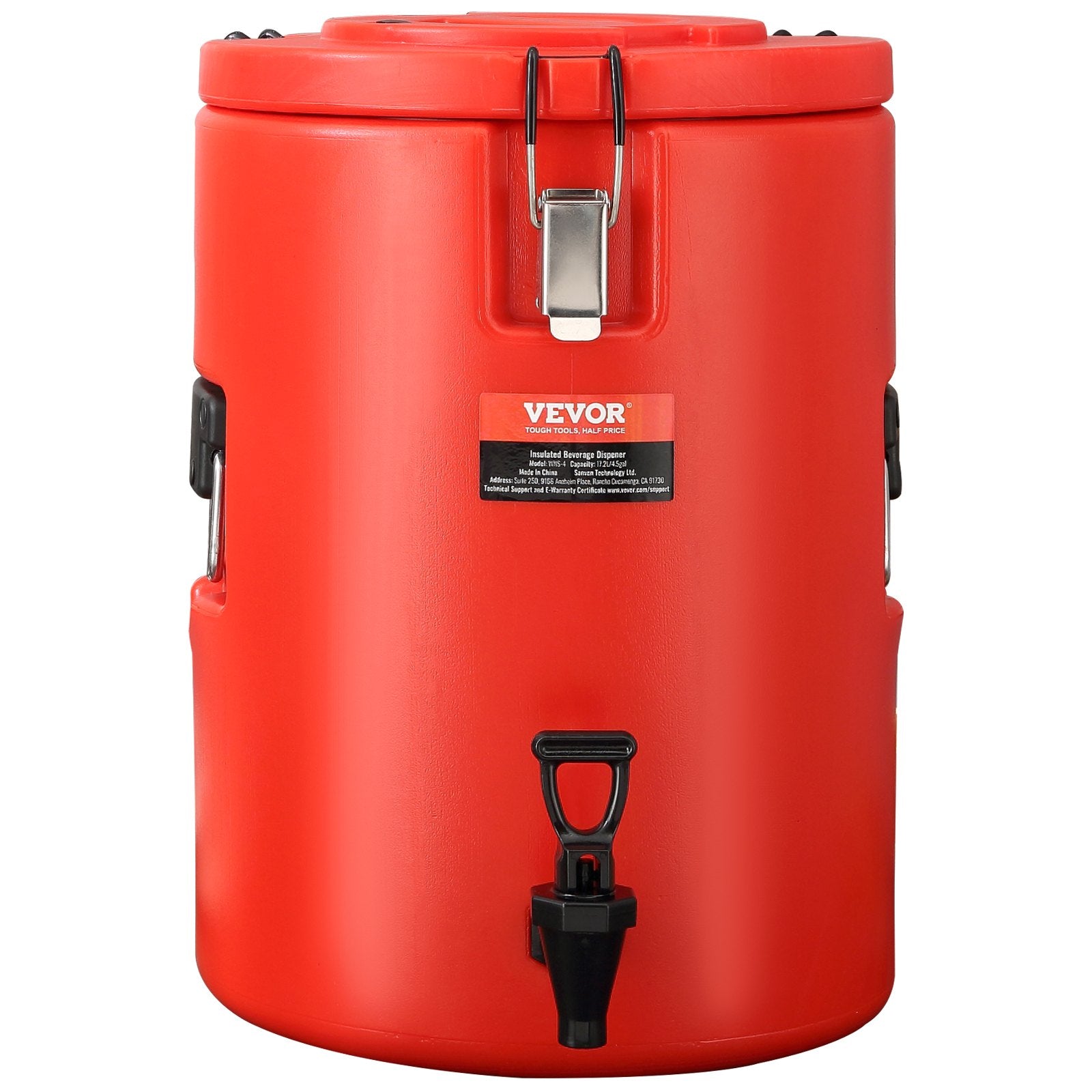 Red Vevor water dispenser on a white background