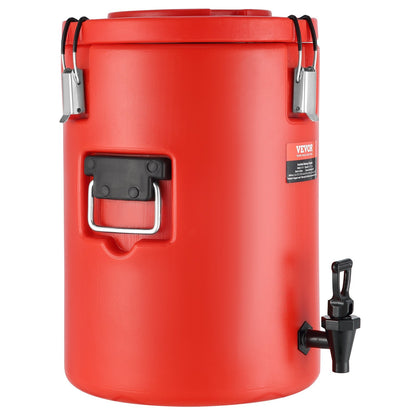 Red fermentation container with a tap on a white background