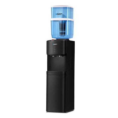 Devanti water dispenser with blue water tank on a white background
