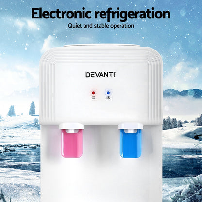 DEVANTI electronic refrigerator with a snowy landscape background
